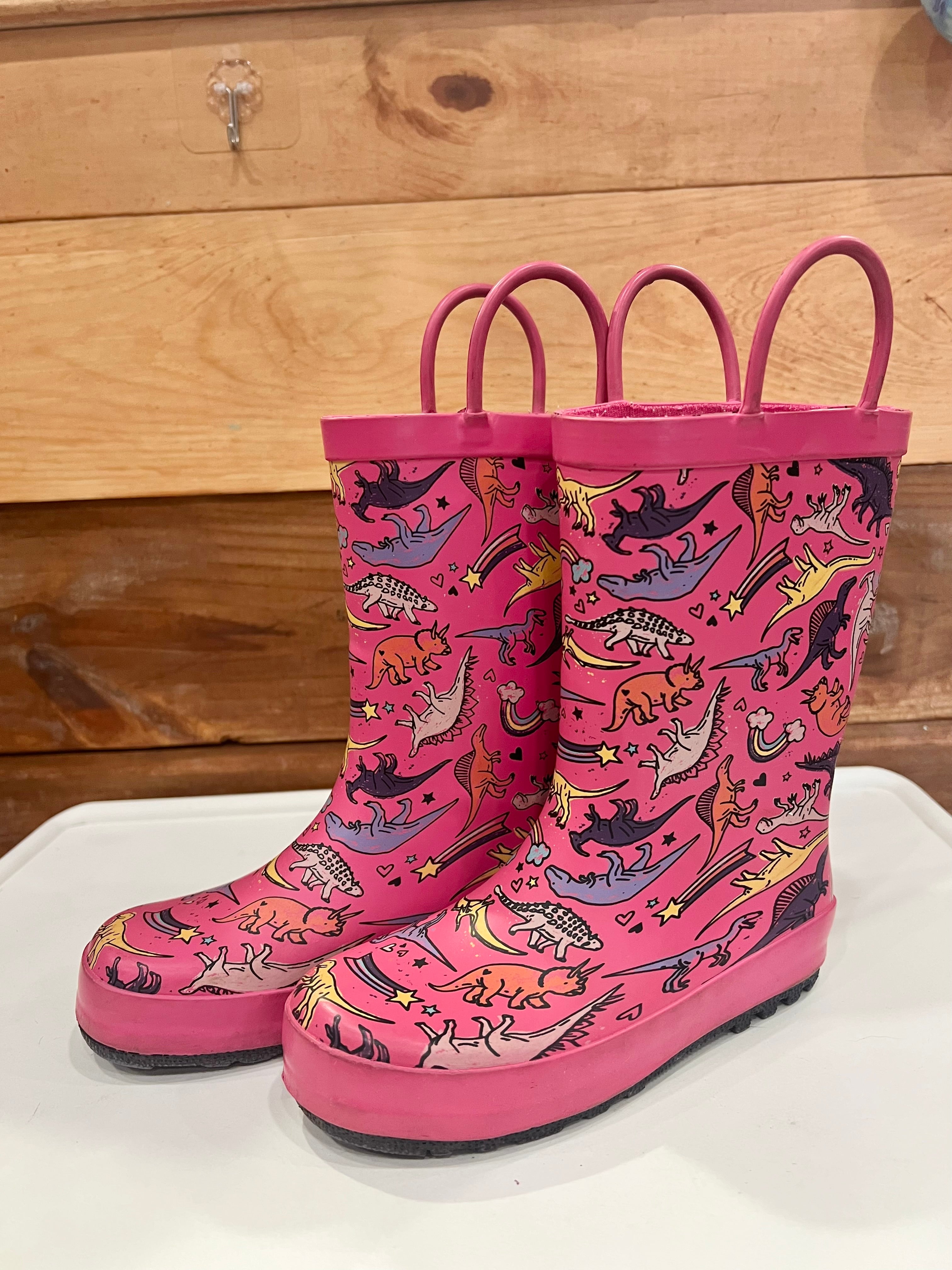 Cat & 11 & Upscale Rainboots Size Children\'s Three Resale Little Boutique Pink Jack Dino Peas –