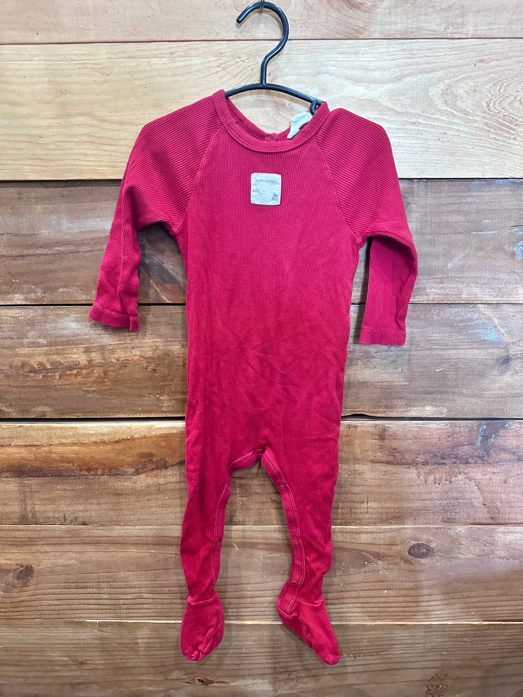 Burt's Bees Red Ribbed Footie Size 6-9m