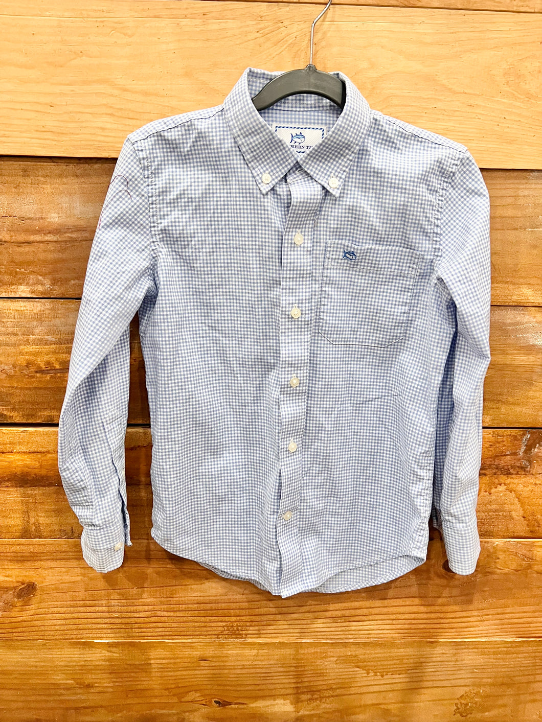 Southern Tide Blue Gingham Shirt Size 6-7