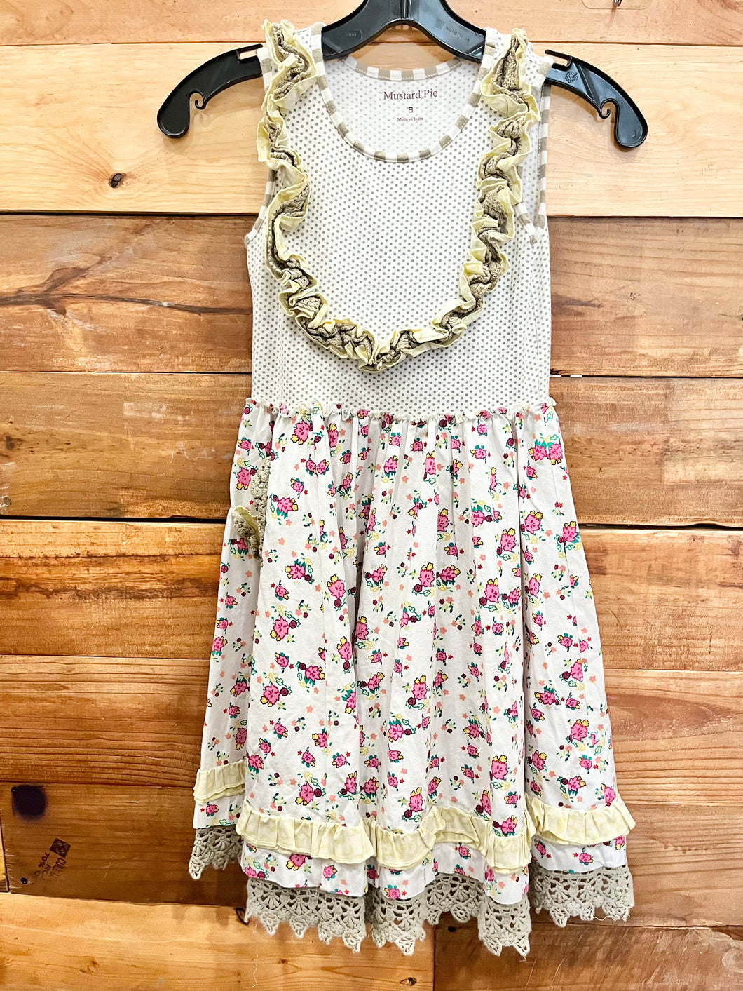 Mustard Pie Polka Dot Flower Dress Size 8