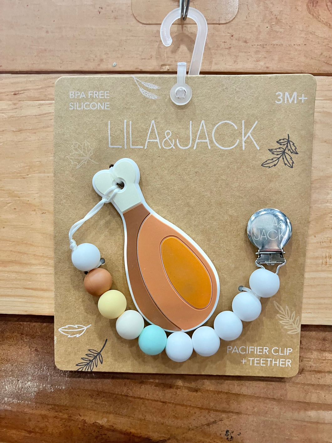 Lila & Jack Turkey Pacifier Clip & Teether