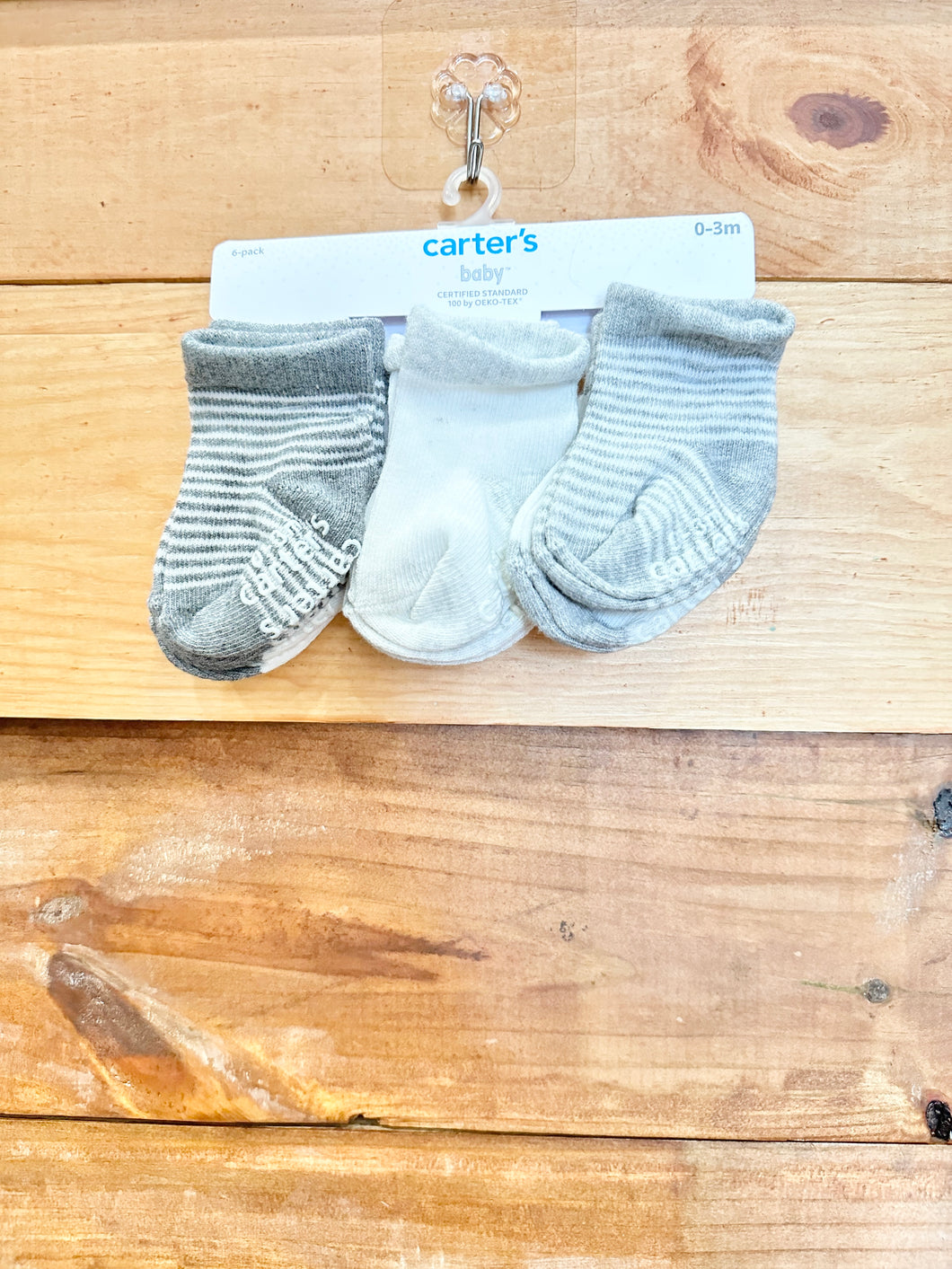 Carters Gray & White Socks Size 0-3m