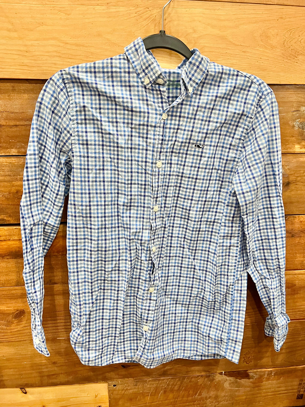 Vineyard Blue Plaid Shirt Size 16