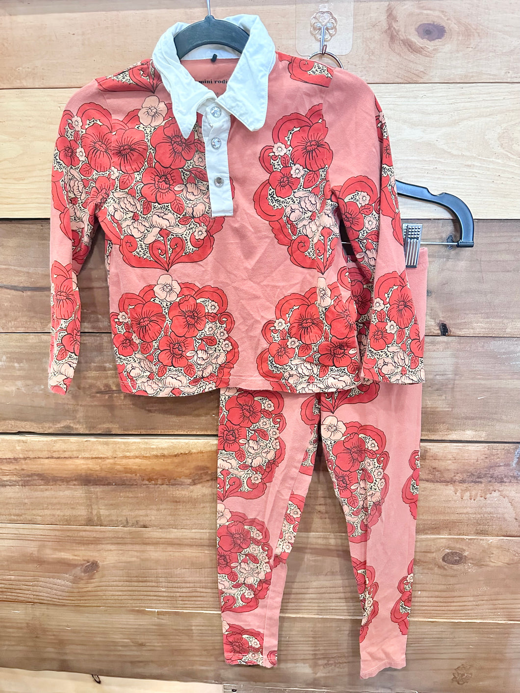Mini Rodini Red Flower 2pc Outfit Size 3-5Y