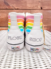 Load image into Gallery viewer, Vans Rainbow Flour Shop High Top Shoes Size 3 Youth
