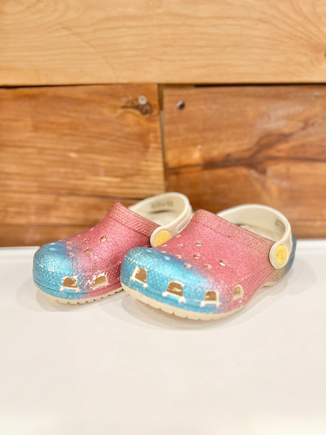 Crocs Rainbow Glitter Shoes Size C8*
