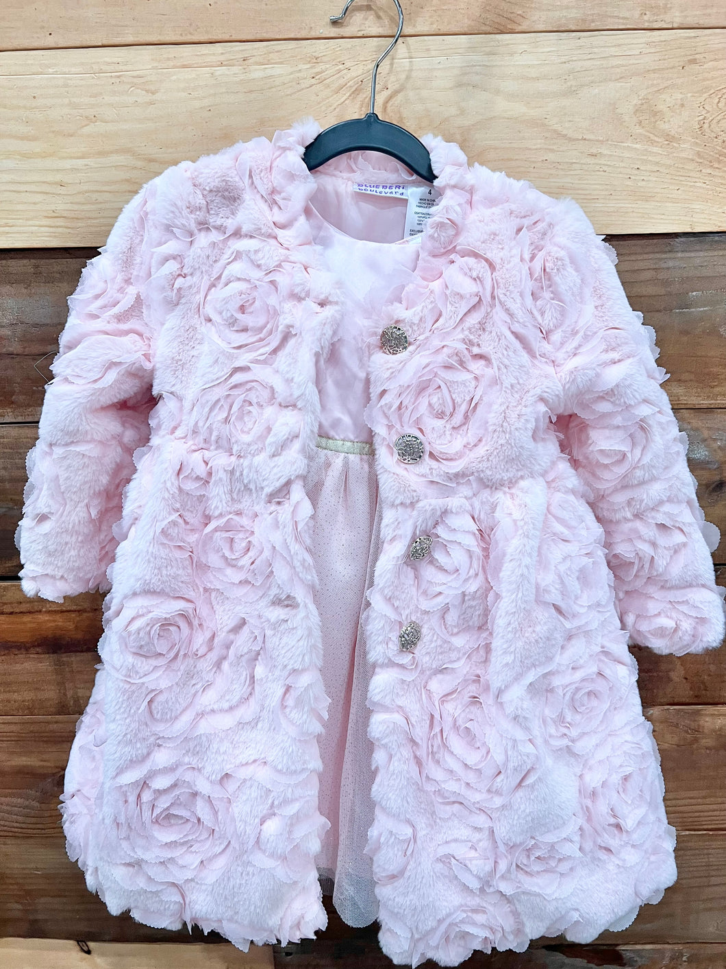 Bluberri Blvd Pink Dress & Coat Set Size 4