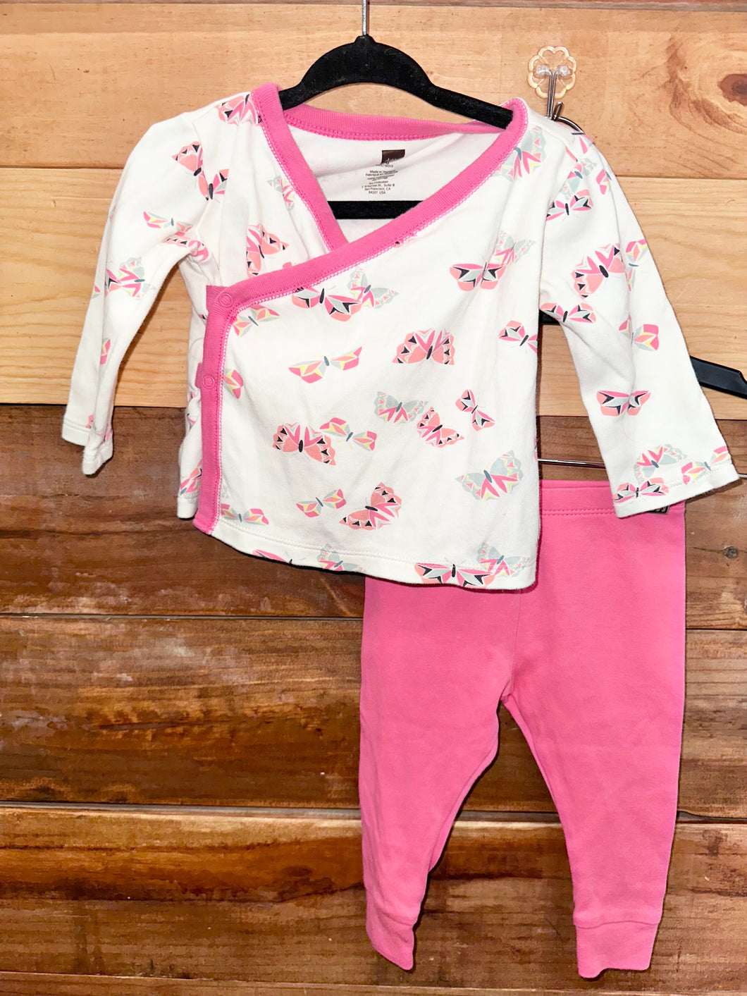 Tea Collection Pink Butterfly 2pc Outfit Size 3-6m