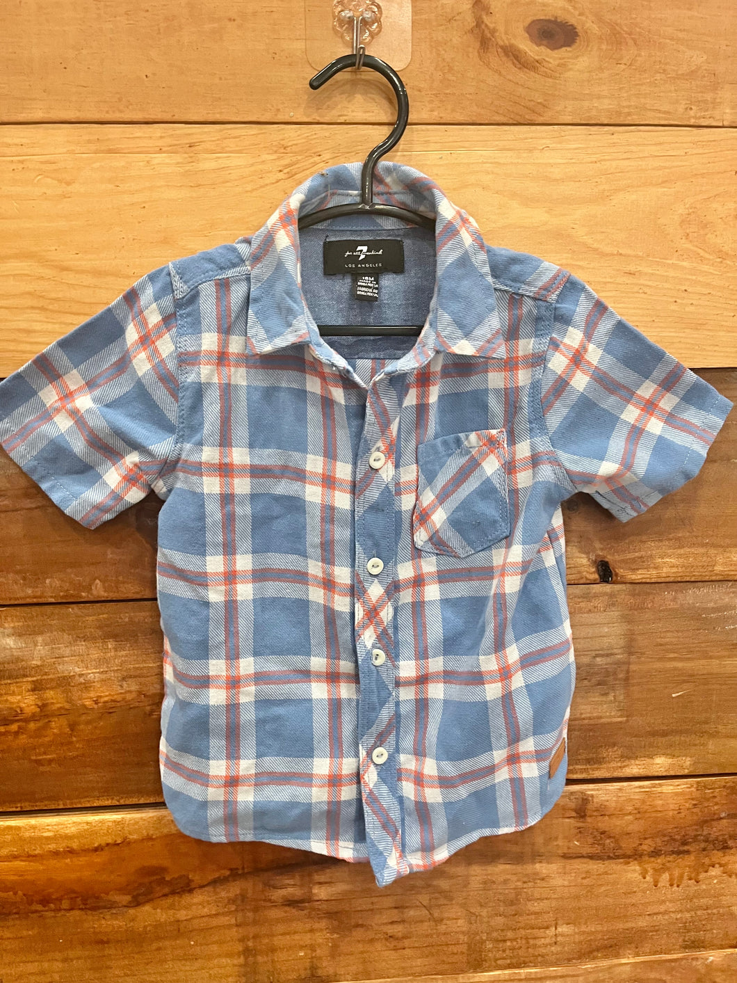 7 For All Mankind Blue Plaid Shirt Size 18m