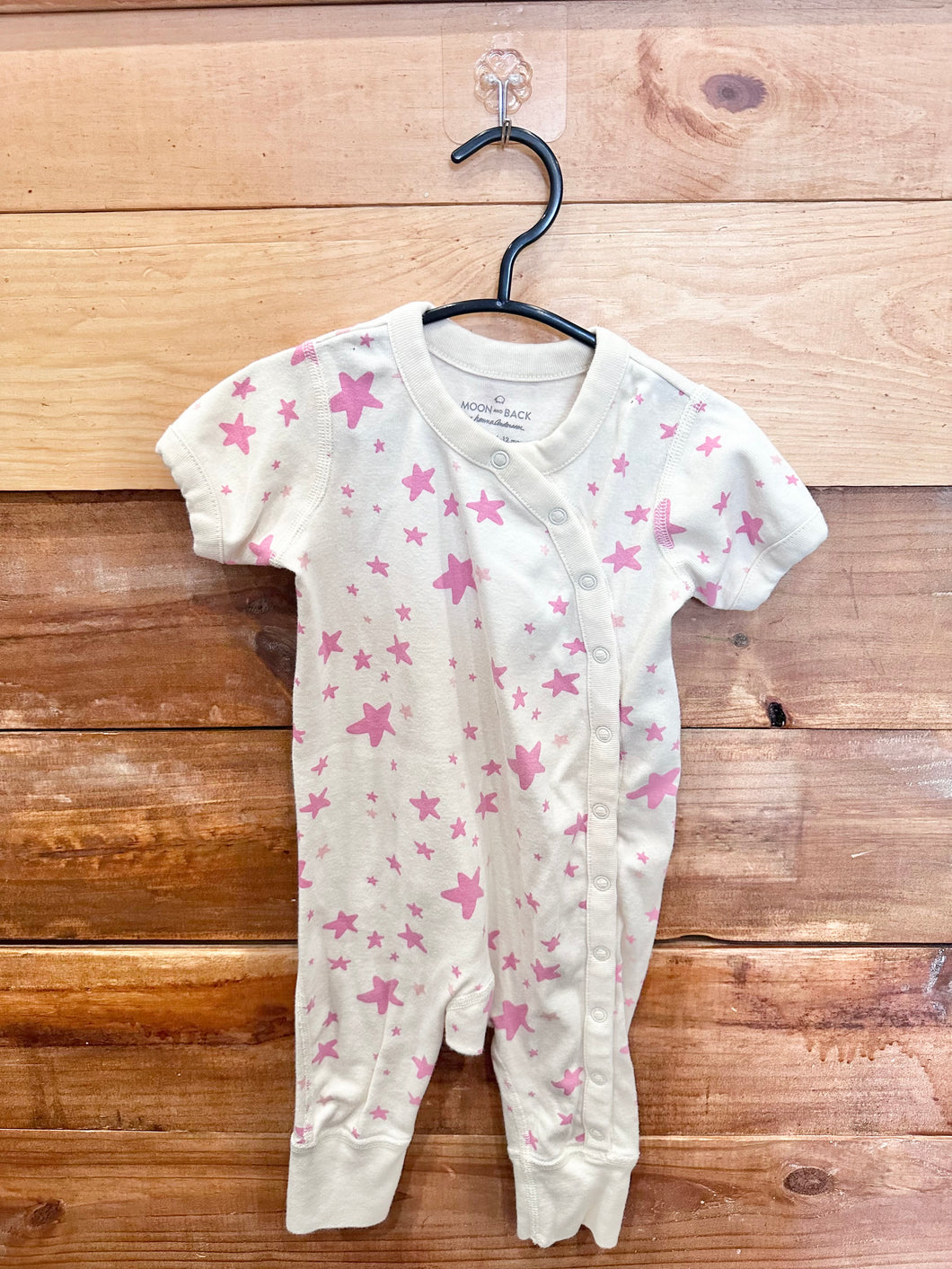 Hanna Andersson Pink Star Romper Size 6-12m