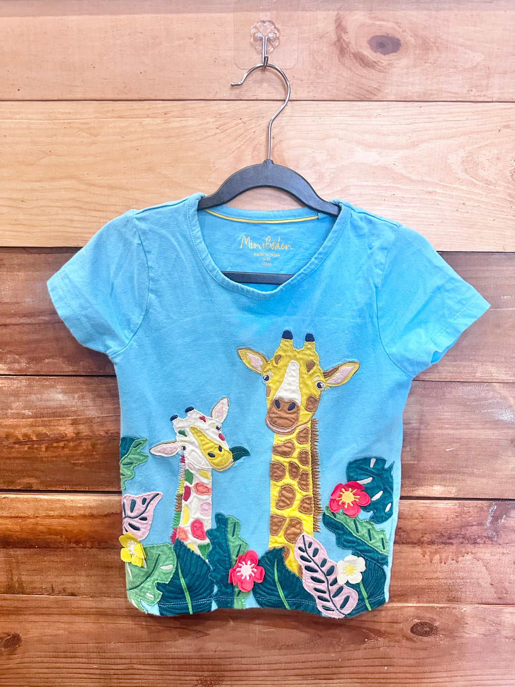Mini Boden Blue Giraffe Shirt Size 6-7Y
