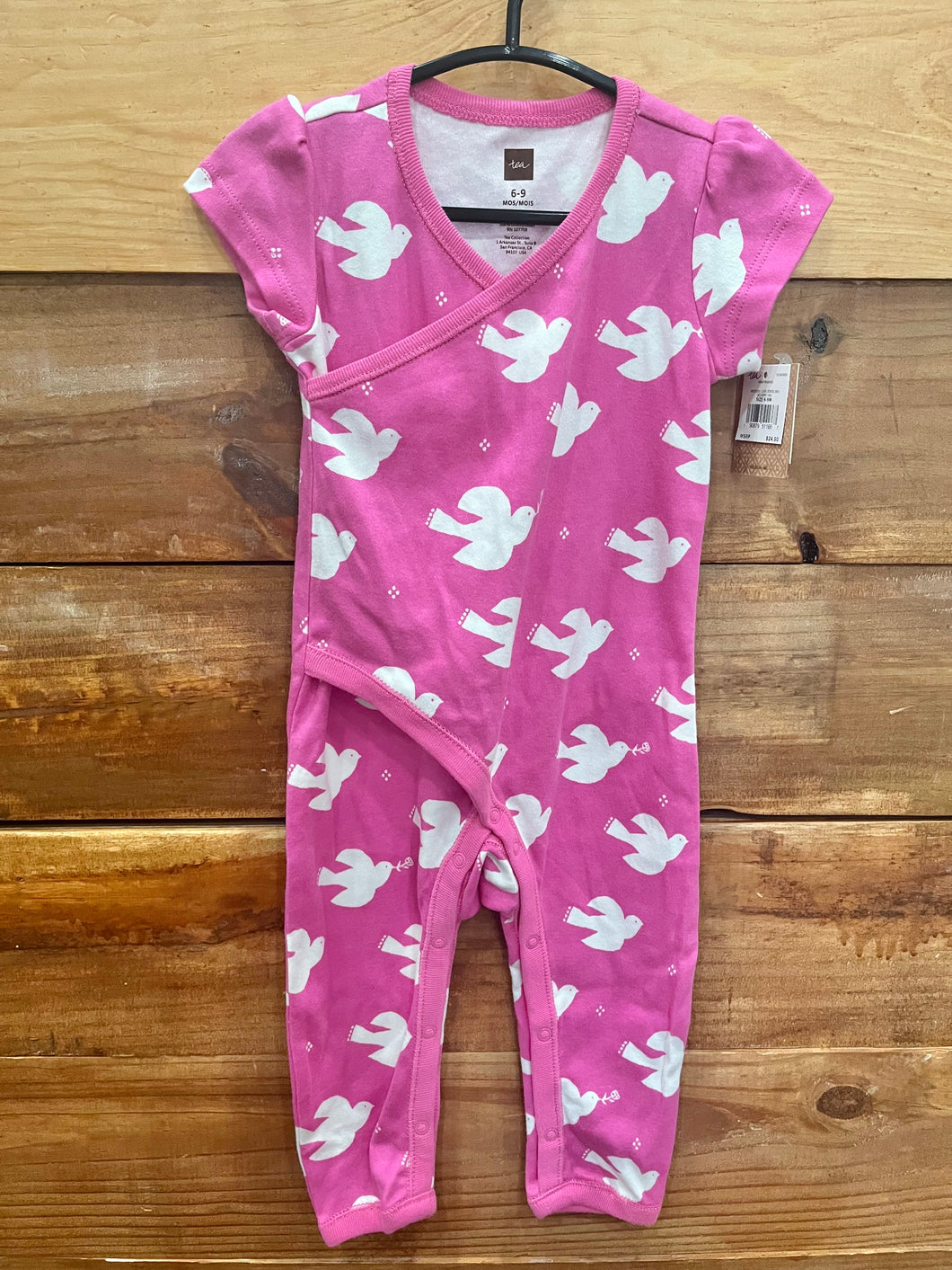 Tea Collection Pink Dove Romper Size 6-9m