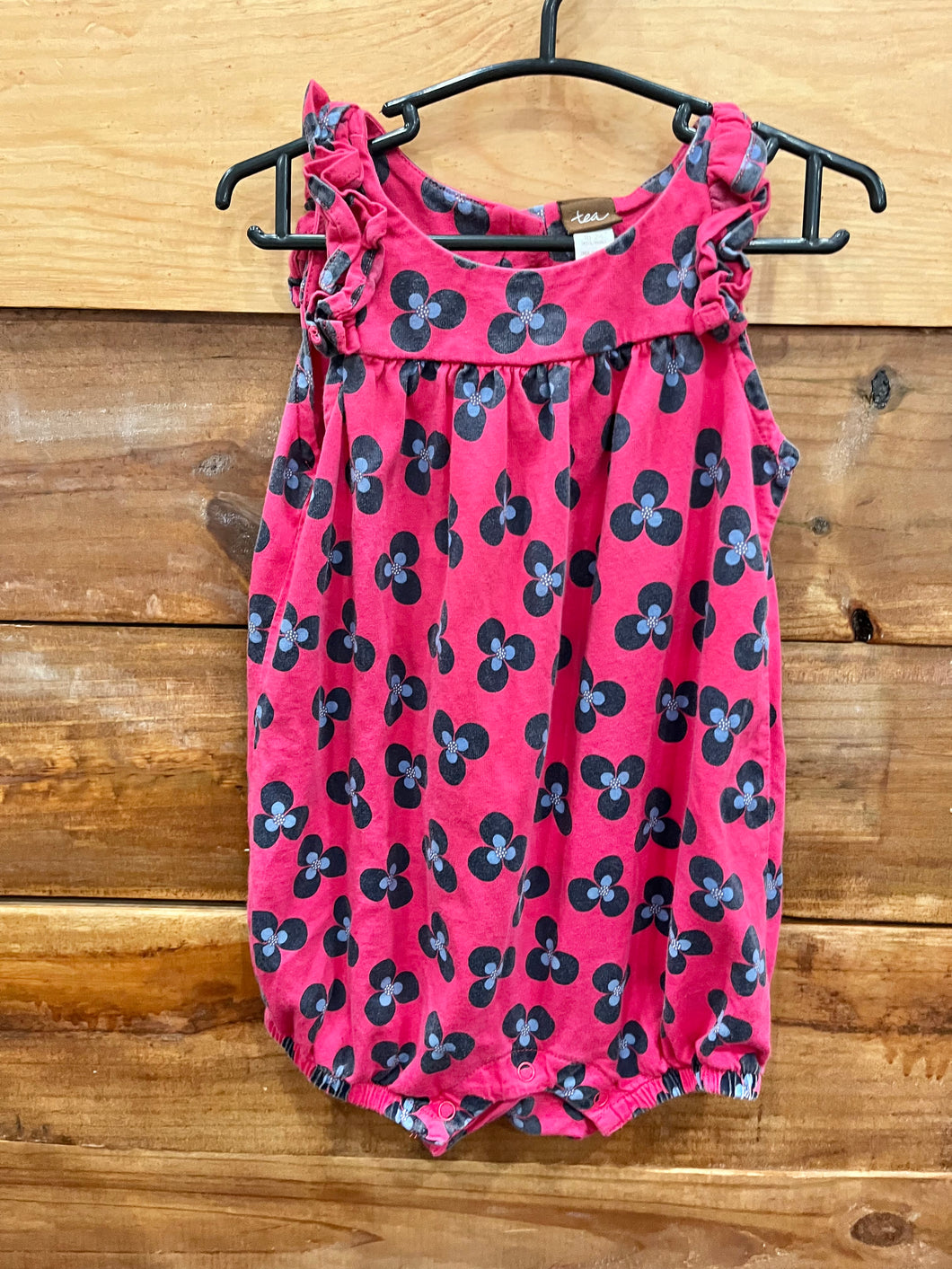 Tea Collection Pink Flower Romper Size 18-24m