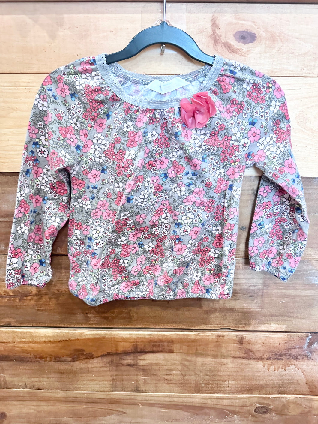 H&M Gray Flower Top Size 2-4Y