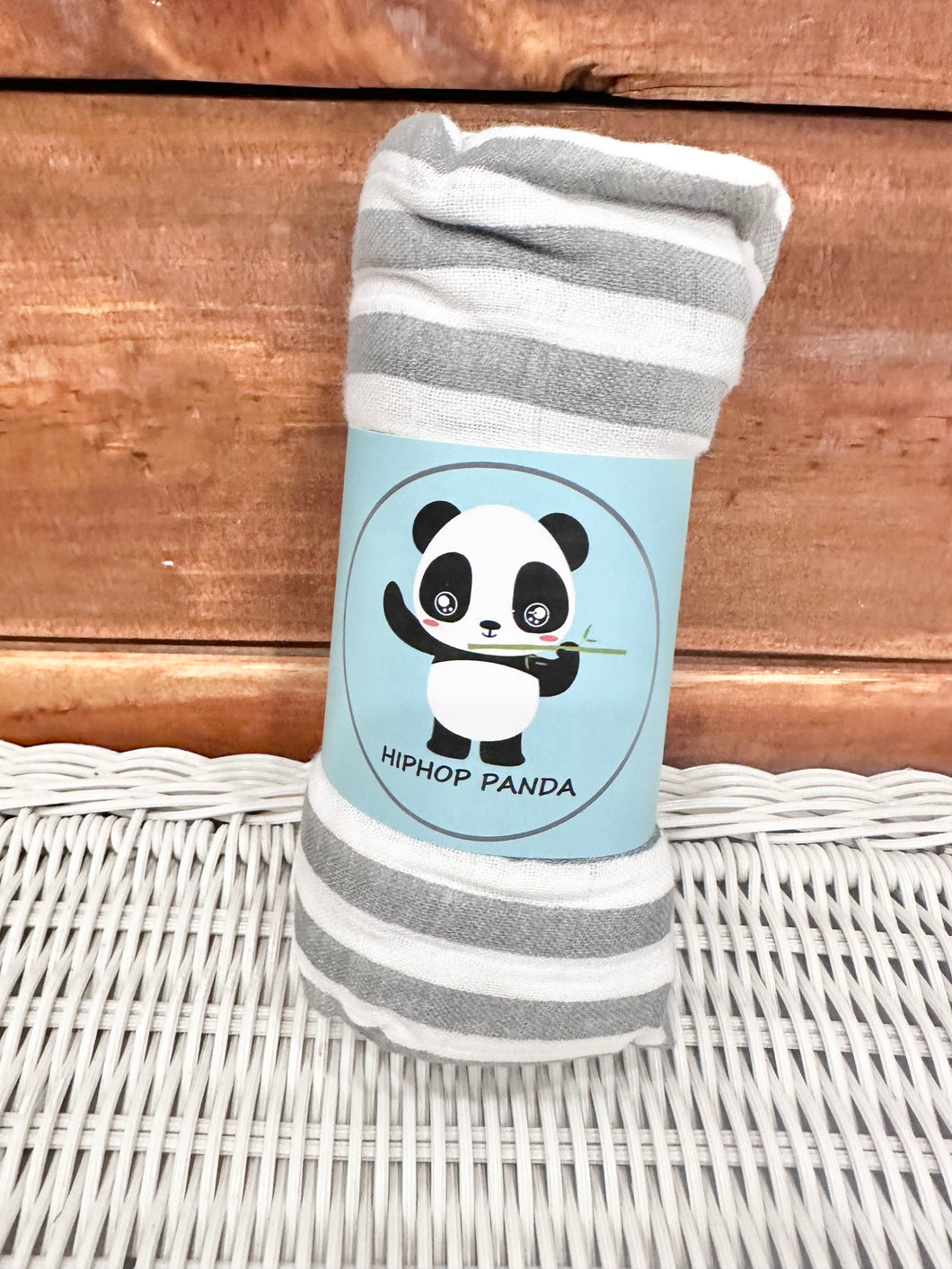 Hip Hop Panda Gray Striped Swaddle Blanket