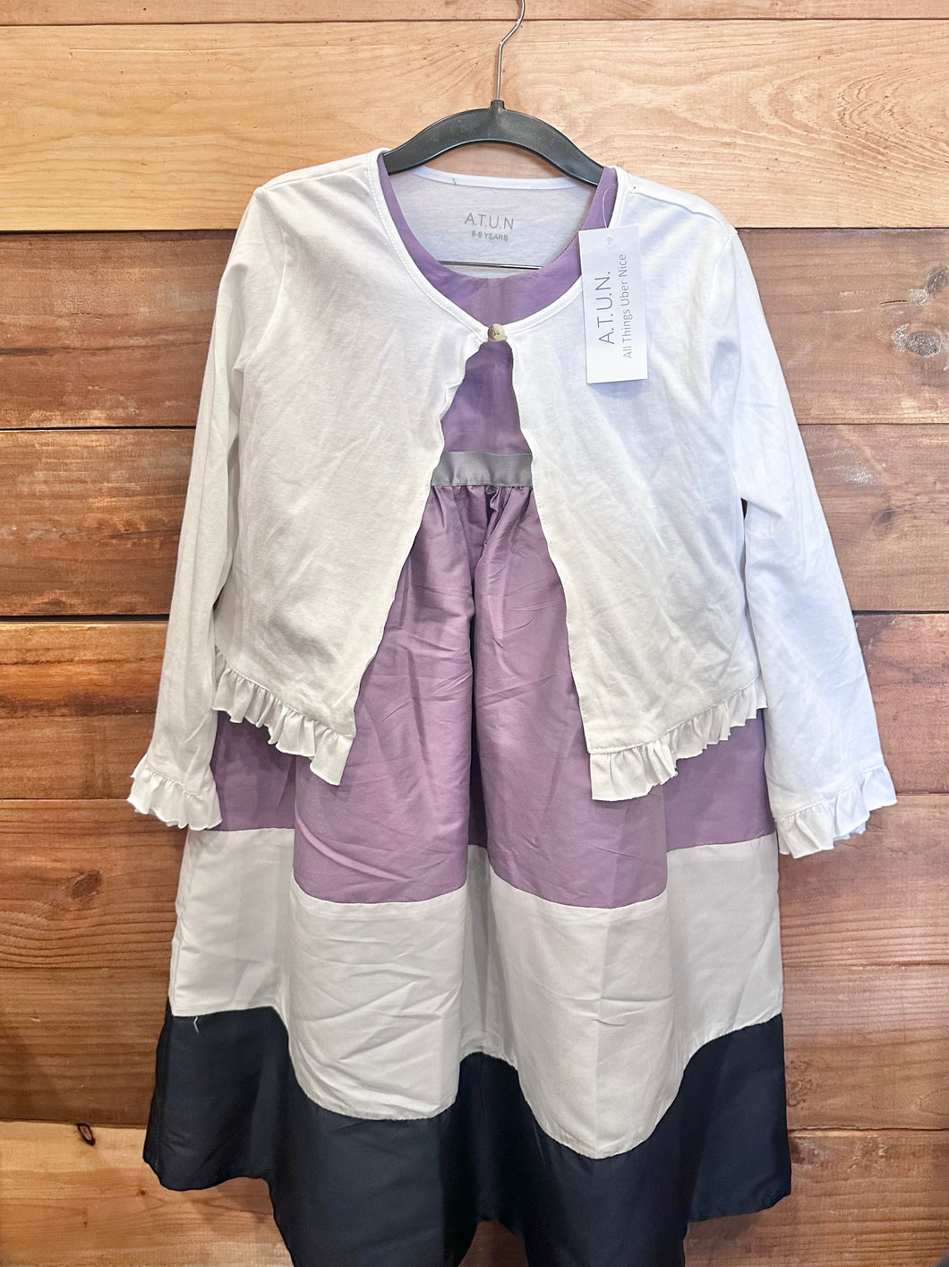 ATUN Purple Dress & Cardigan Set Size 8-9Y