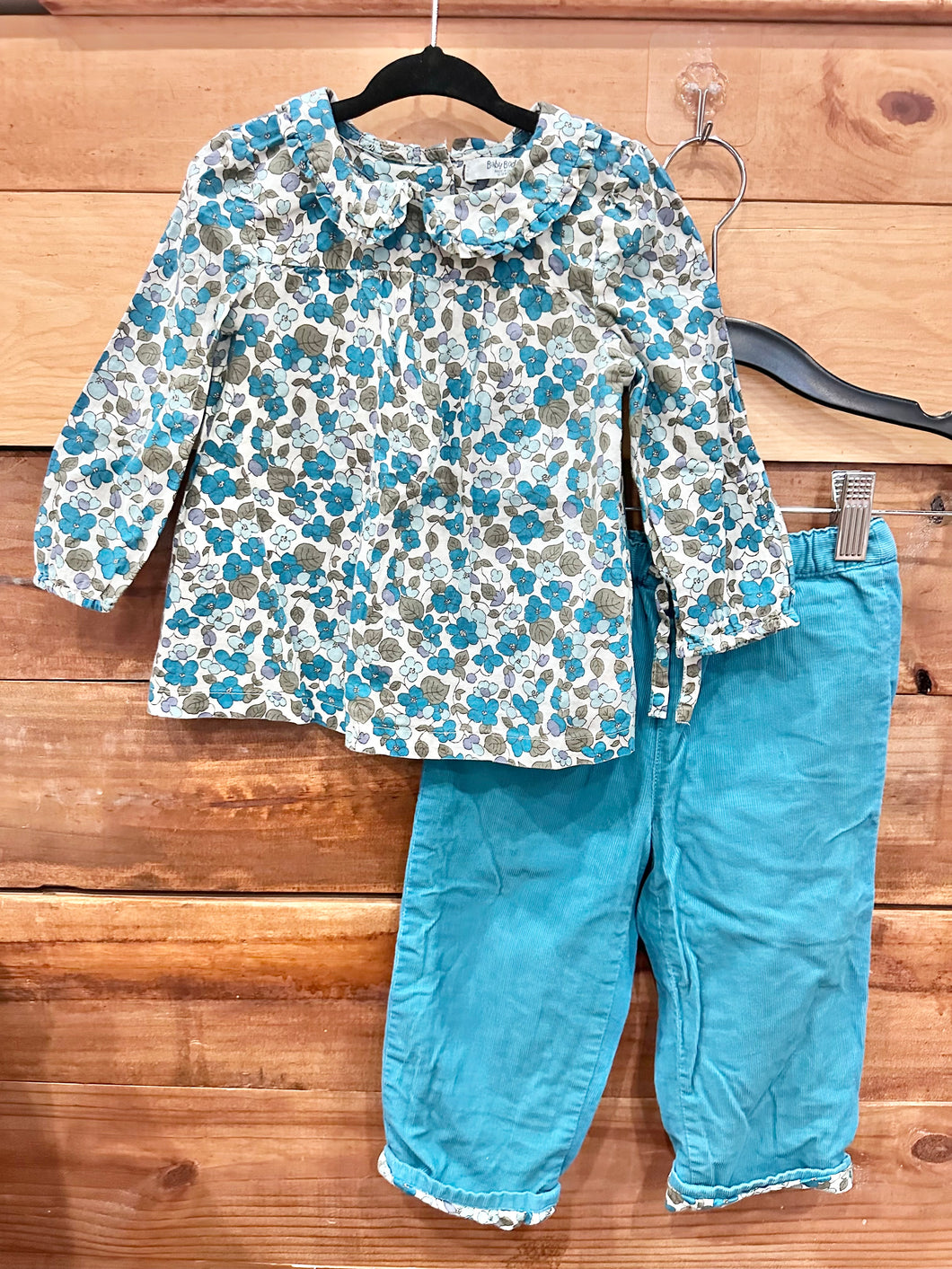 Baby Boden Blue Flower 2pc Outfit Size 12-18m