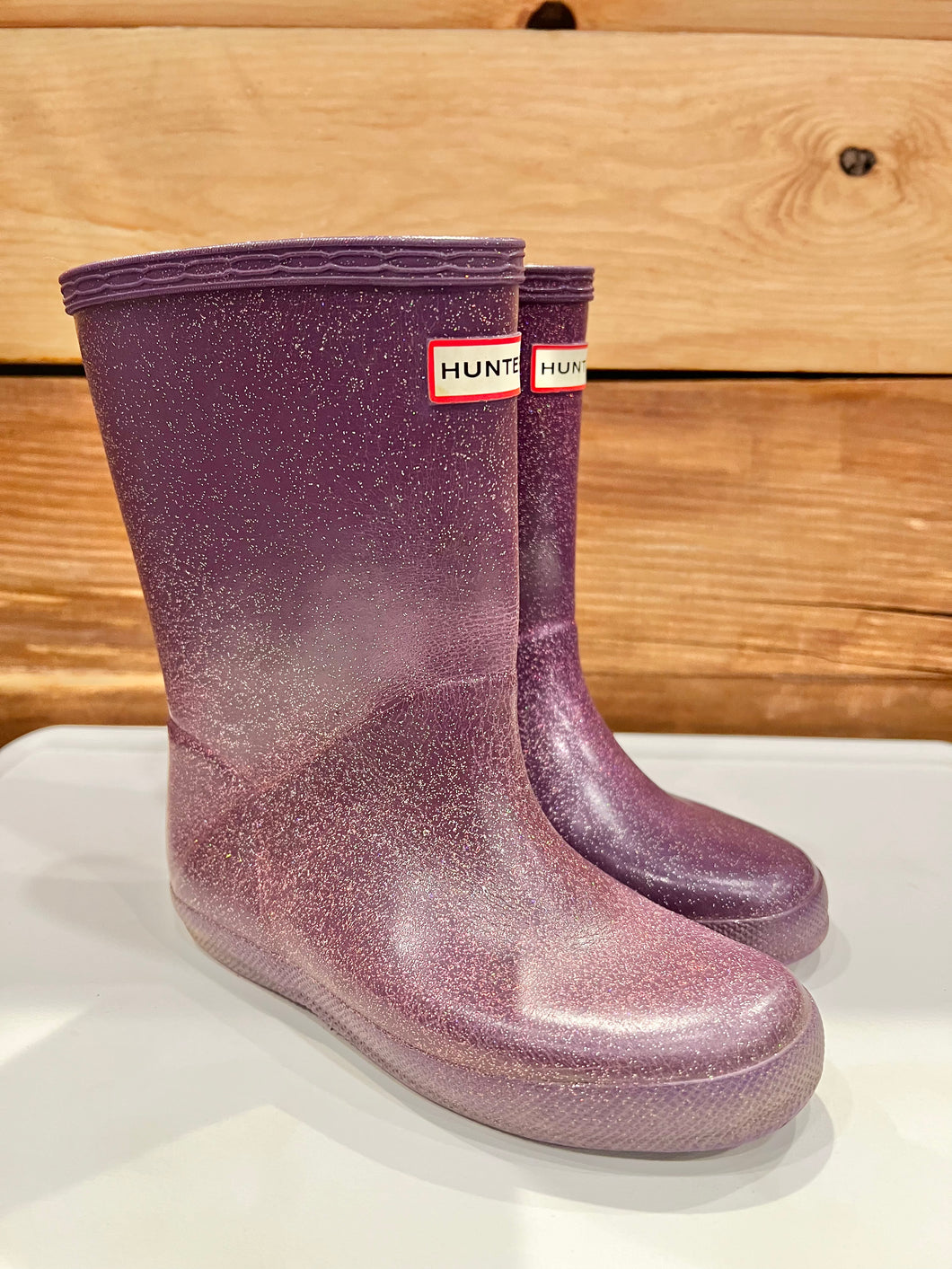 Hunter Purple Glitter Boots Size 11