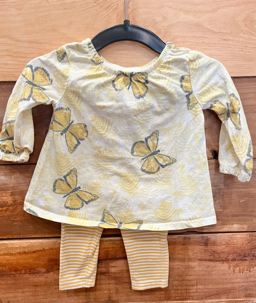 Burt's Bees Yellow Butterfly 2pc Outfit Size 3-6m