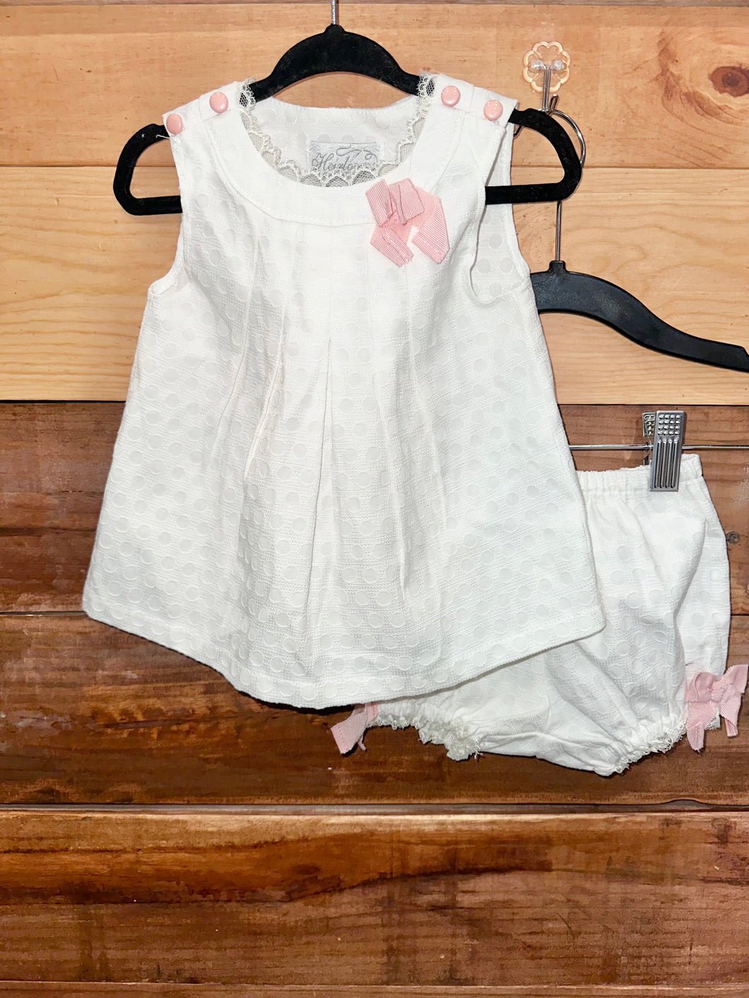 Heirlooms White & Pink Dress Set Size 3-6m