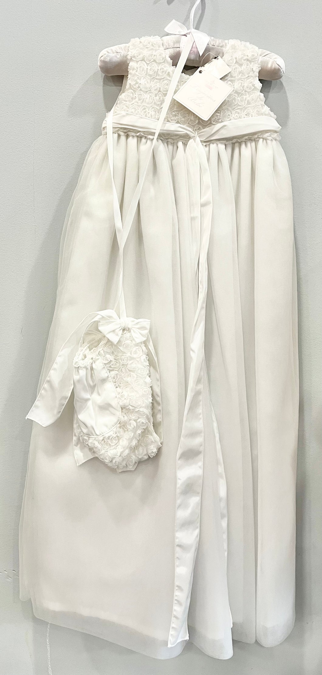 Trajecitos De Bebe White Baptism Gown & Hat Set Size 0-6m