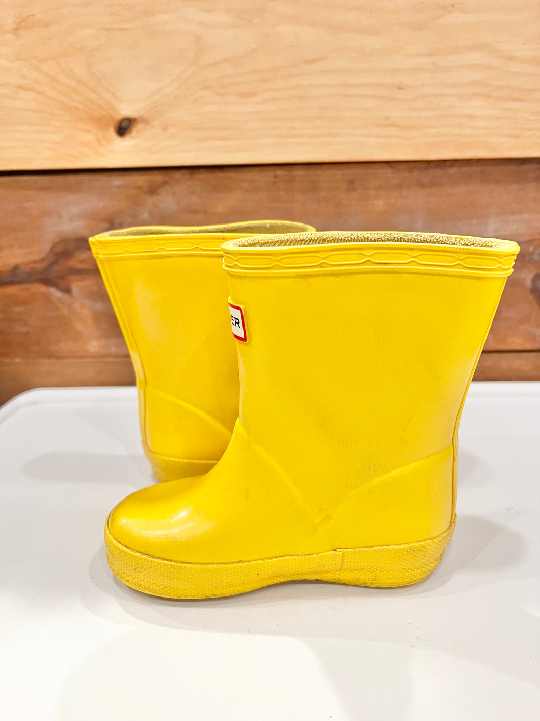 Hunter Yellow Boots Size 4