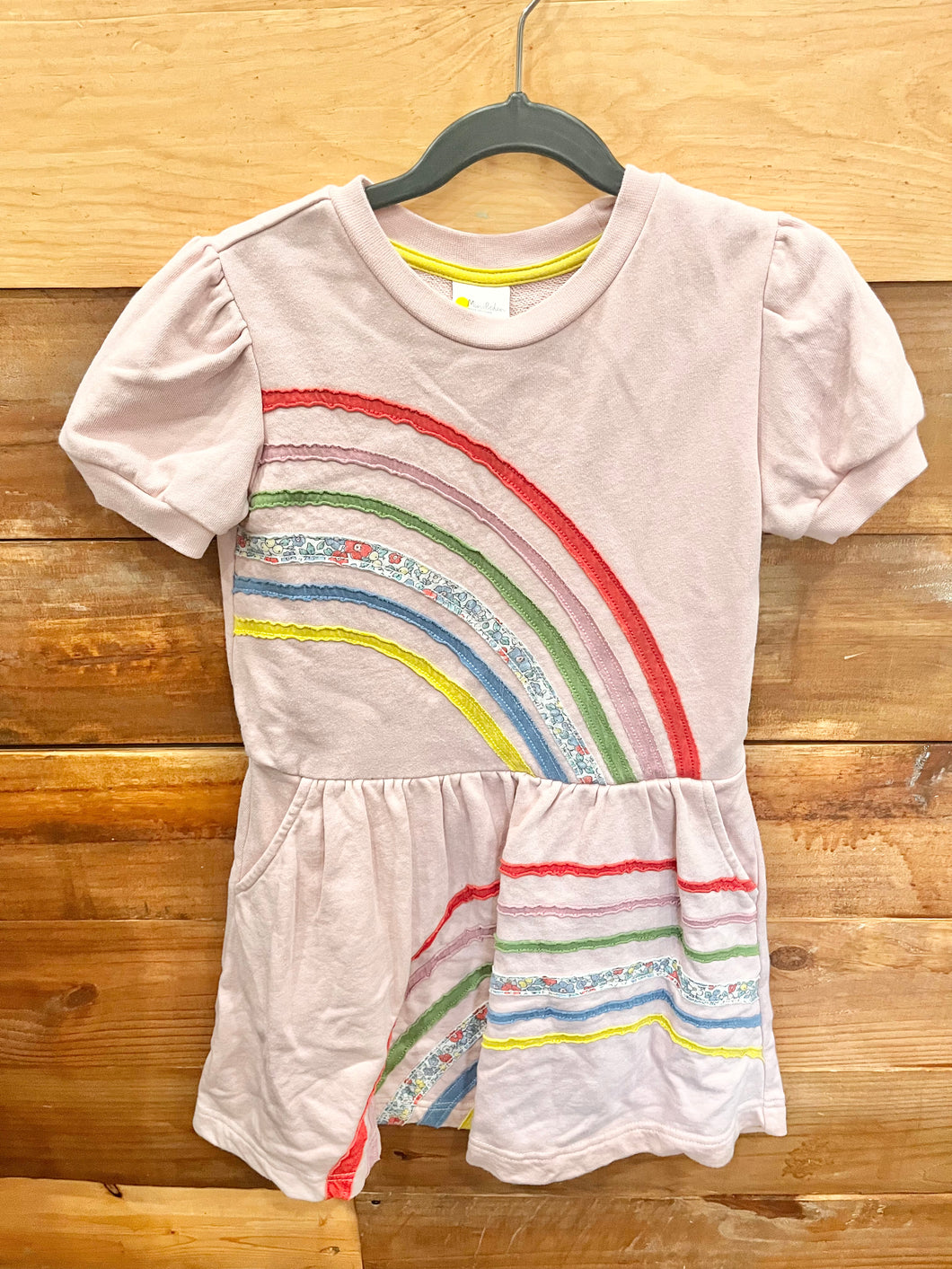 Mini Boden Pink Striped Dress Size 6-7Y