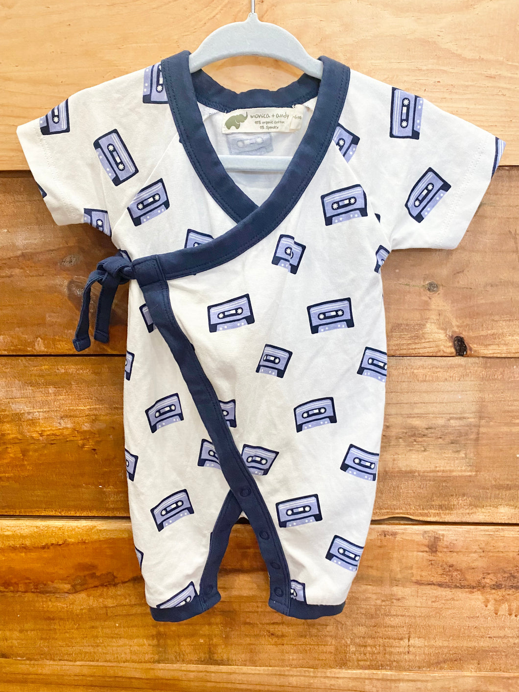 Monica + Andy Blue Cassette Tapes Romper Size 3-6m