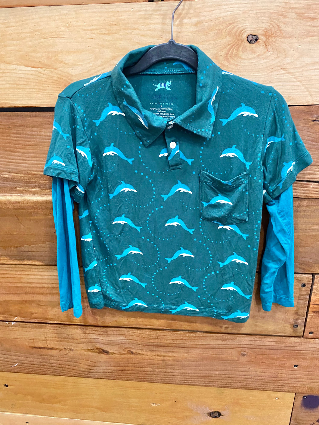 Kickee Pants Seaweed Dolphin Polo Shirt Size 6