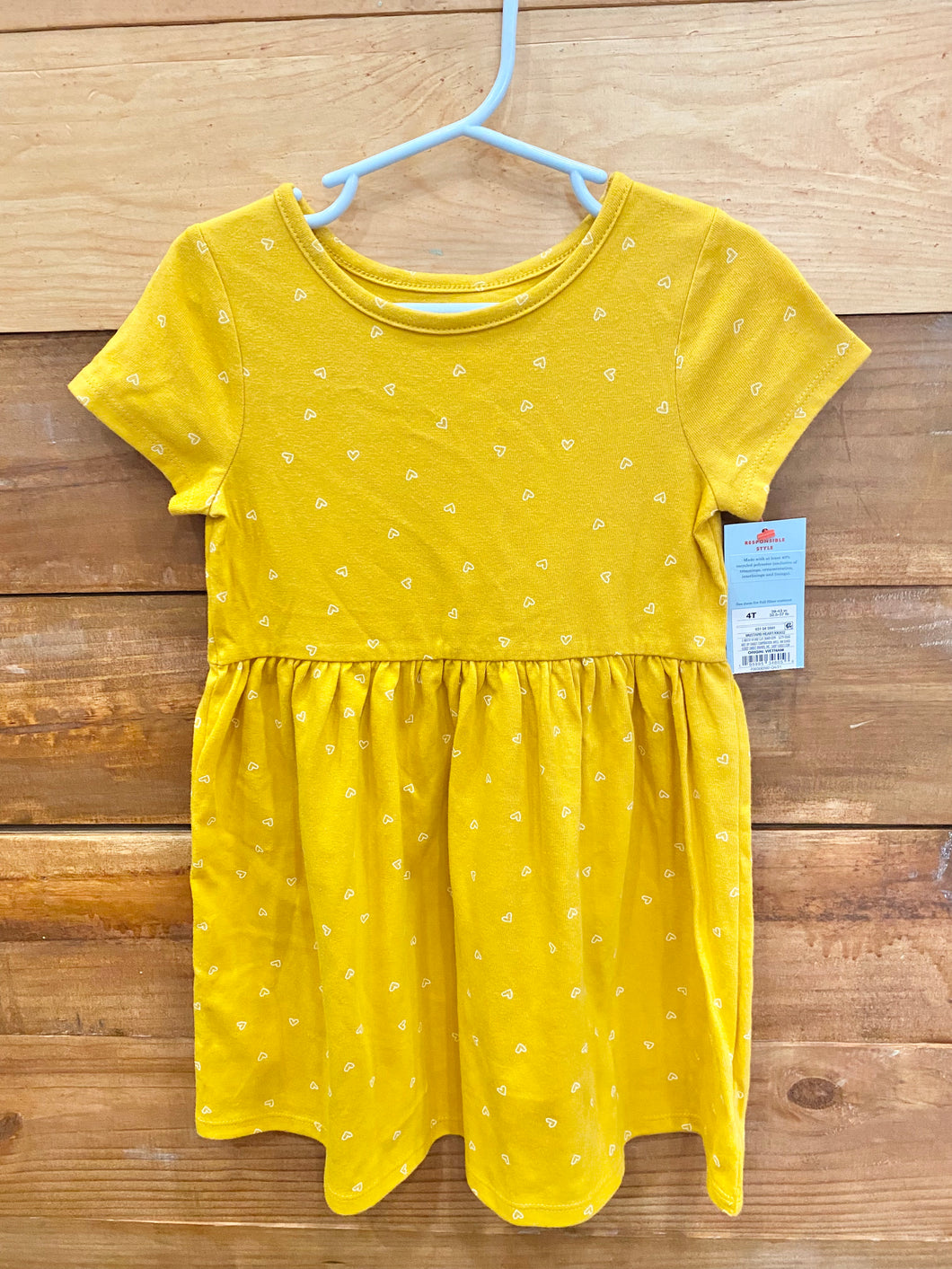 Cat & Jack Yellow Hearts Dress Size 4T