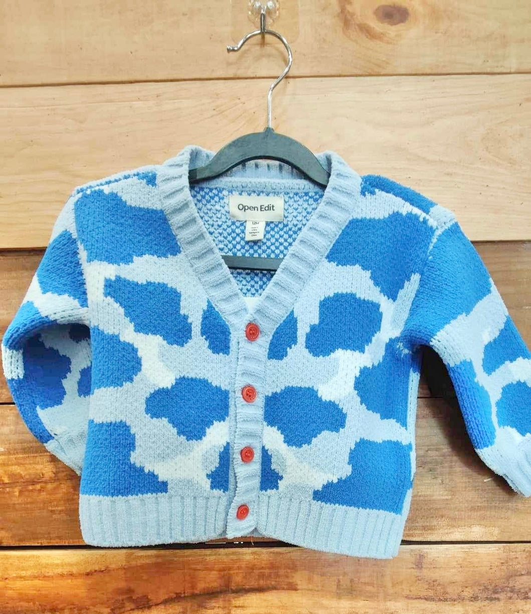 Open Edit Blue Camo Cloud Sweater Size 12m