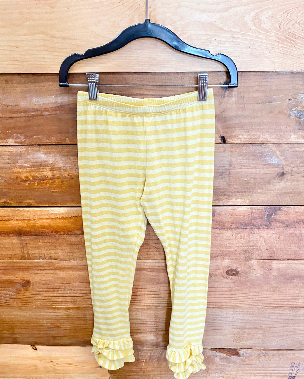 Persnickety Yellow Striped Ruffle Leggings Size 10