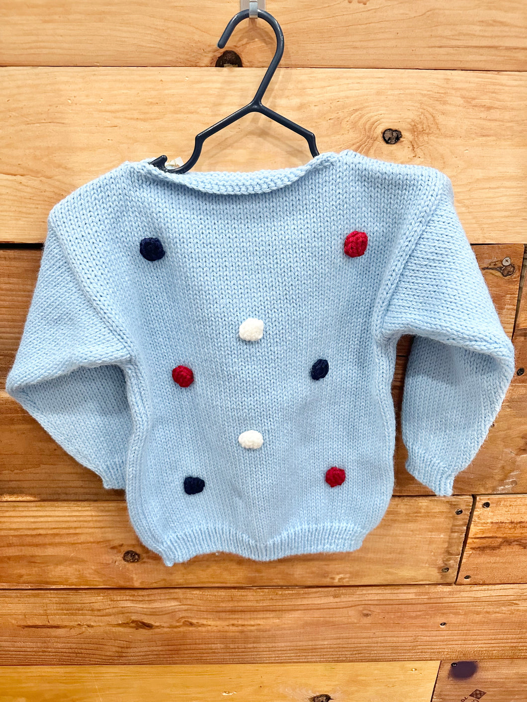 Blue Pom Pom Knit Sweater Size 4