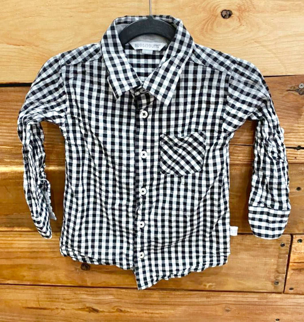 Rugged Butts Black Gingham Shirt Size 3T