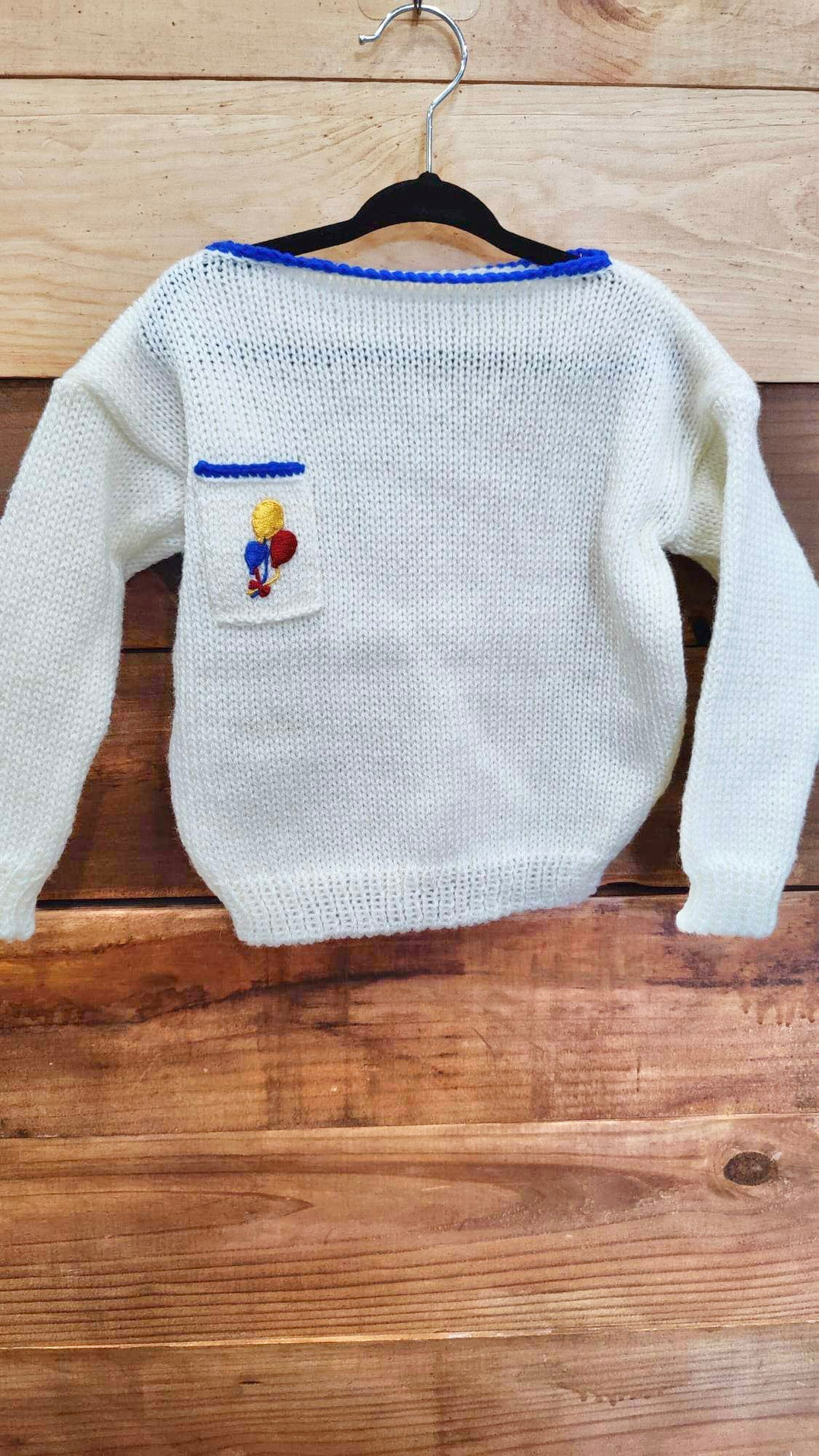Blue Balloon Embroidered Knit Sweater Size 2