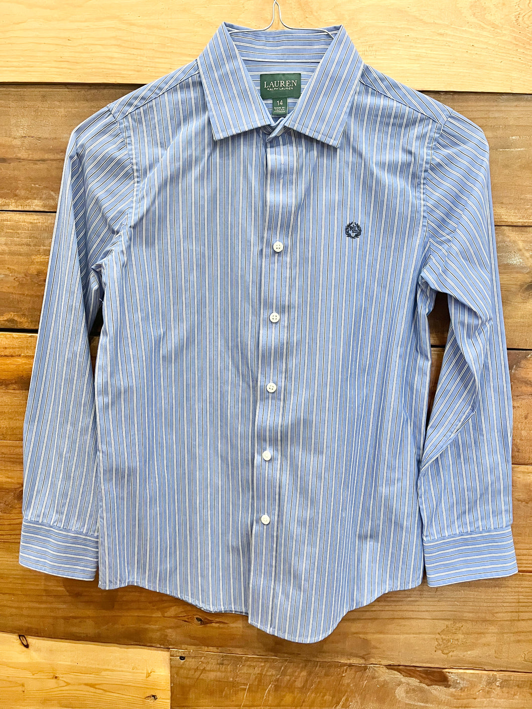 Ralph Lauren Blue Striped Shirt Size 14