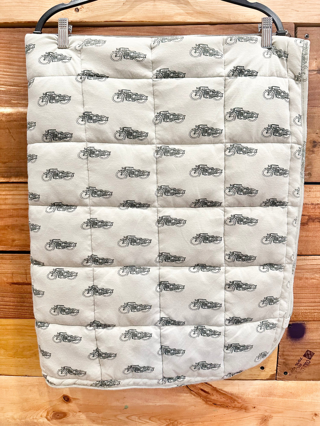 Kate Quinn Green Motorcycle Quilted Blanket