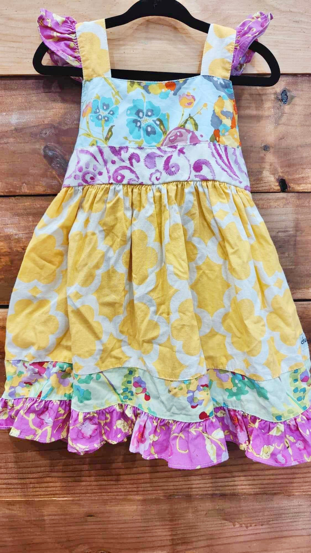 Cheeky Plum Yellow Flower Dress Size 3T