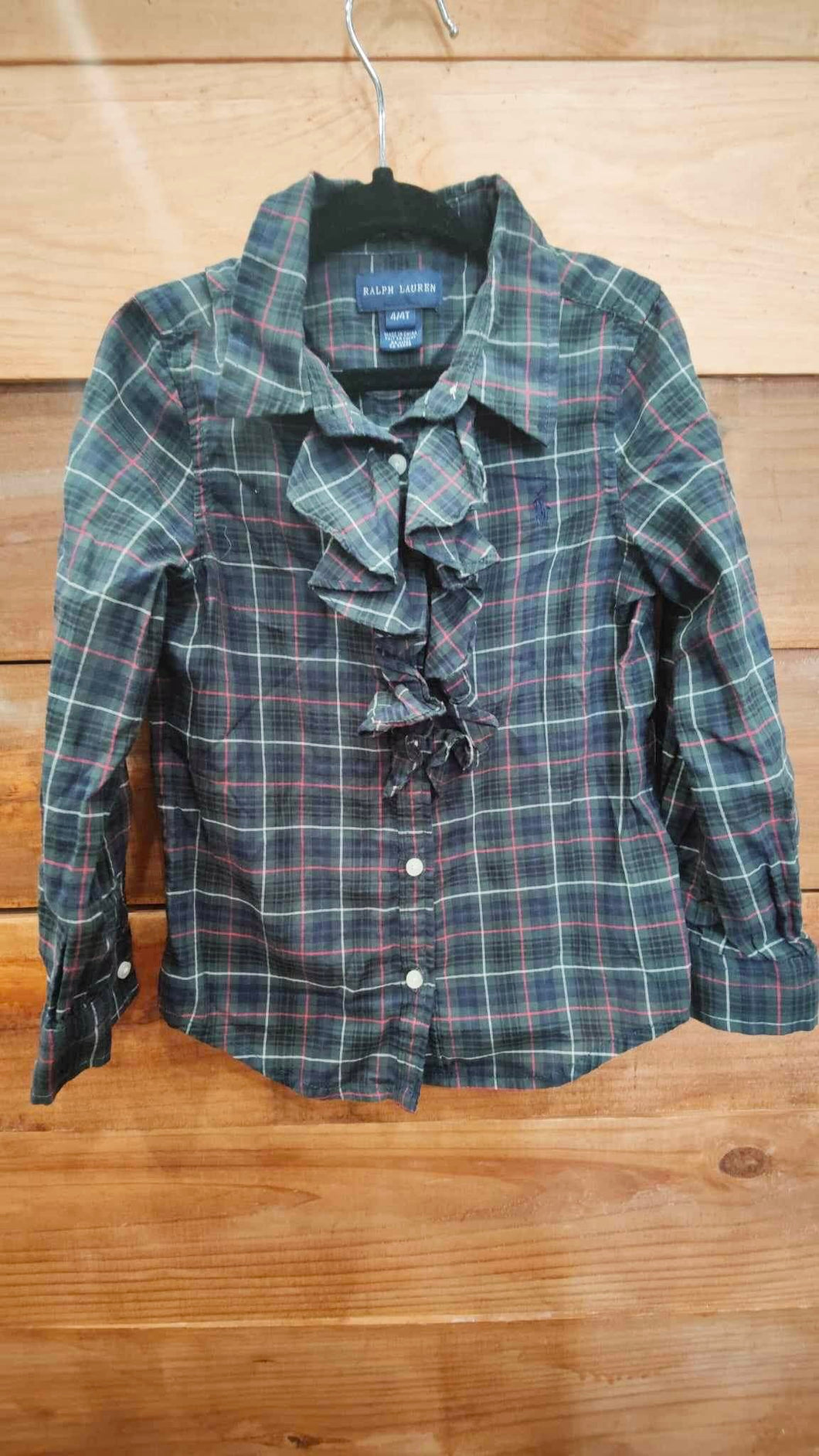 Ralph Lauren Green Plaid Shirt Size 4T