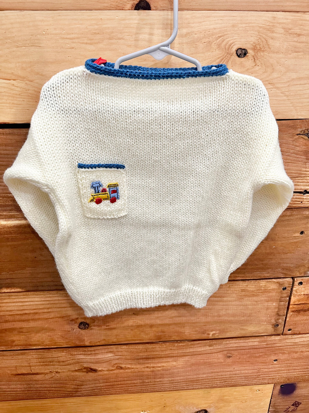 White Applique Train Knit Sweater Size 2-3Y
