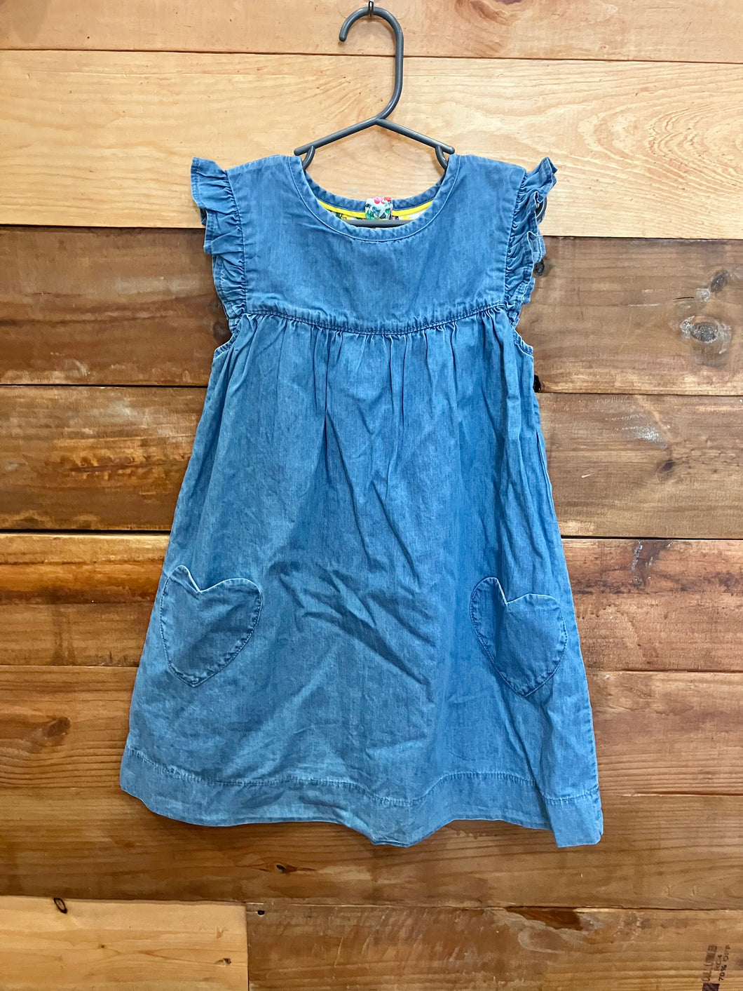 Mini Boden Chambray Heart Dress Size 5-6Y