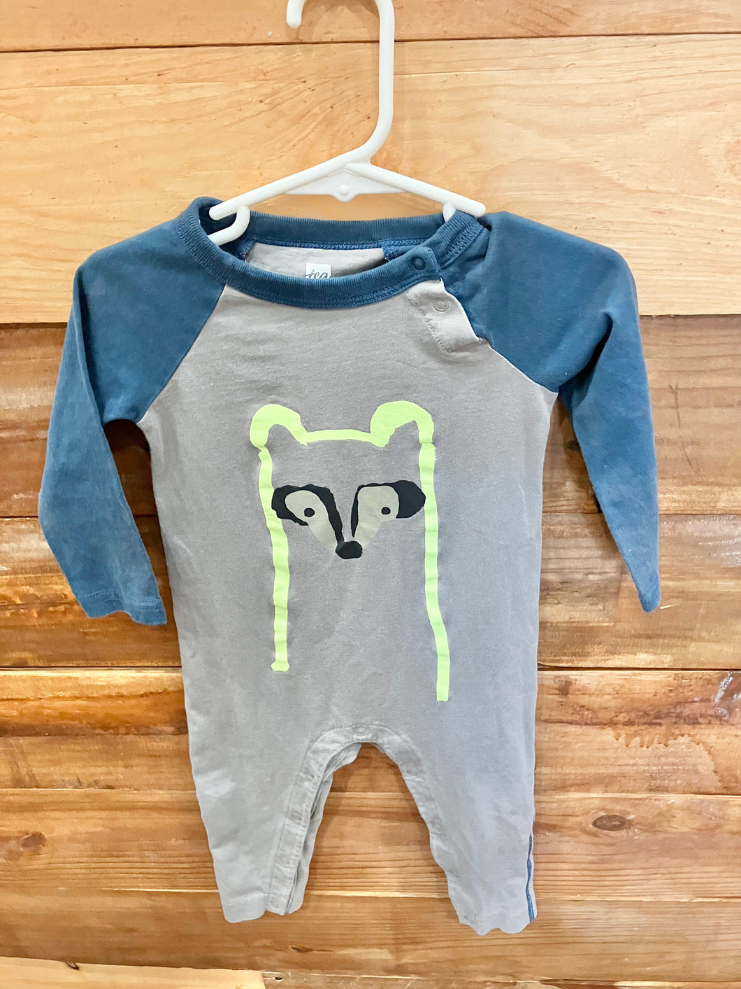Tea Collection Gray Raccoon Romper Size 12-18m