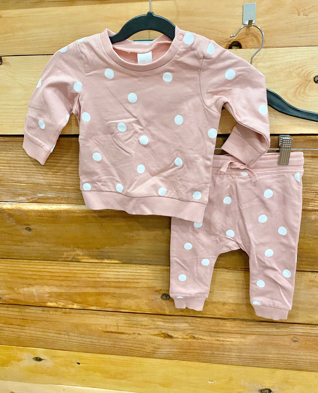 H&M Pink Polka Dot 2pc Outfit Size 2-4m