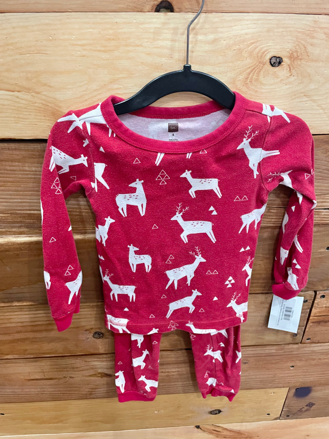 Tea Collection Red Reindeer Pajamas Size 4