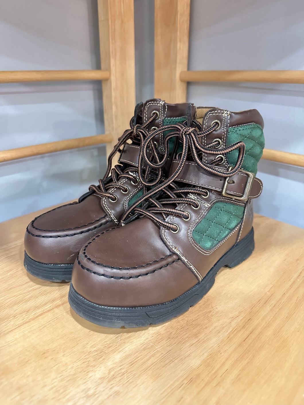 Ralph Lauren Brown & Green Boots Size 1