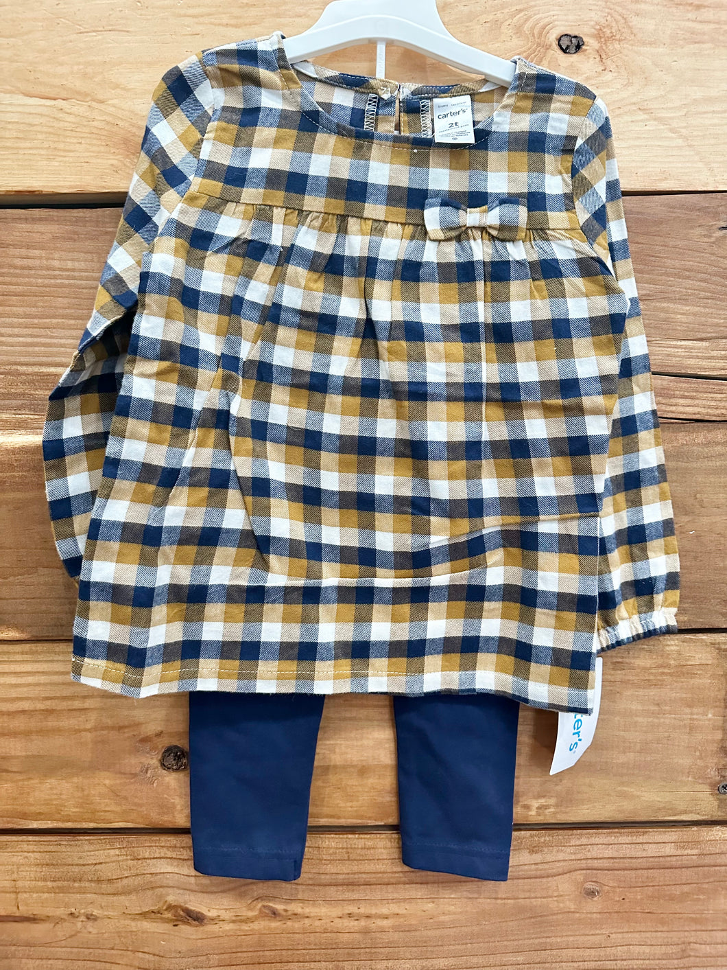 Carters Brown Plaid 2pc Outfit Size 2T